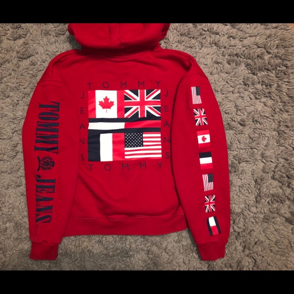 Pullover Jacket Tommy Jeans Capsule Collection Flag Hoodie Red